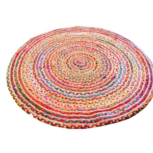 Alfombras de yute multicolor al por mayor de alta calidad decoración del hogar alfombra de yute trenzada hecha a mano alfombra REDONDA DE LA India - Product Image 1