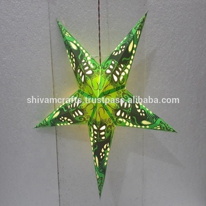 Nouvelles lampes/lanternes en papier imprimé faites à la main, 60 cm, couleurs mélangées, marque LAXMANS, pour la décoration intérieure de Noël, vente en gros en Inde - Product Image 3