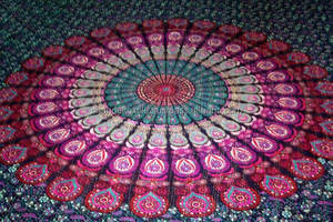 Hand Stitch Kantha Peacock Mandala Blanket Quilt Reversible Gudri <b>Sofa</b> <b>Cover</b> with Cotton Filling Bedding Tapestry - Product Image 4