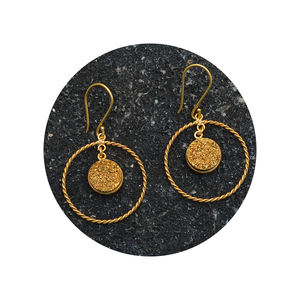 Pendientes de Plata de Ley 925 con Gancho, con Piedra Preciosa de Cuarzo Drusa Natural Personalizada, Chapados en Oro, para Mujer, Joyería de Moda Boho - Product Image 1