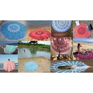 Ombre mandala redondo étnico arte decorativo indio redondo Hippie playa tiro picnic toalla gitana Yoga tapiz Mandala colgante de pared - Product Image 3