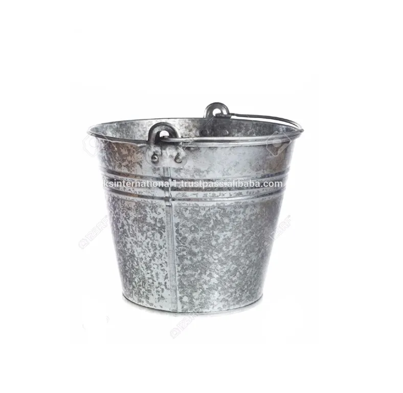 Galvanized metal oval shape bucket With Handle Silver Polished Galvanized Iron Buckets