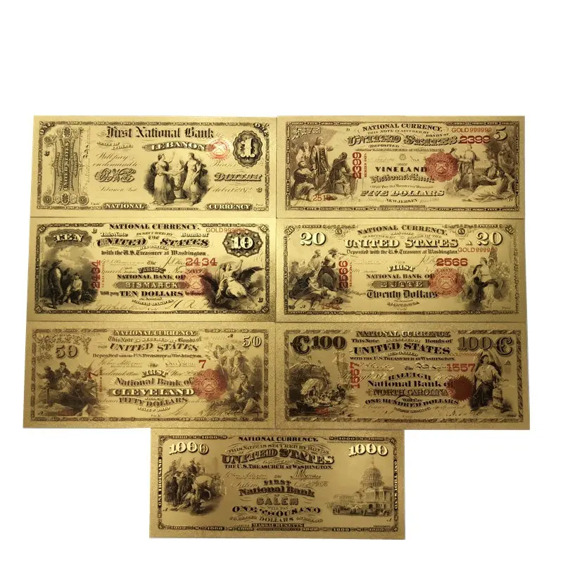 Penjualan Laris 2018 Uang Kertas Dolar Amerika Uang Kertas Lapis Emas 24K untuk Koleksi