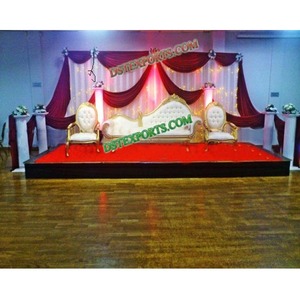 เวทีจัดงานแต่งงานสีทองโซฟาจัดงานแต่งงานที่ทันสมัยโซฟาชุดเฟอร์นิเจอร์ไม้แกะสลักที่สวยงาม - Product Image 1