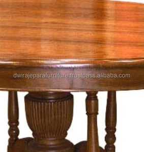 Muebles-mesa de comedor redonda de madera maciza de teca para interiores - Product Image 3