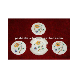Marble Inlay Tea <b>Coaster</b> <b>Set</b> - Product Image 1
