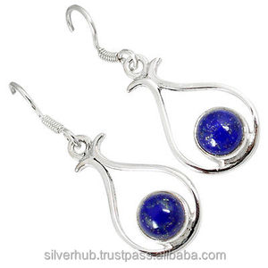 Boucles d'oreilles pendantes en argent Sterling 925 faites à la main de haute qualité Lapis Lazuli pierres précieuses Style mignon cadeaux de fêtes en argent - Product Image 1