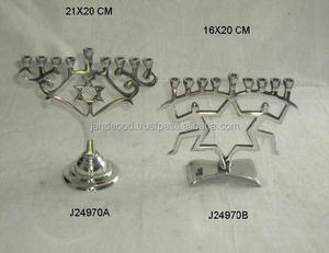 Portavelas de Menorah de aluminio fundido de alta calidad con soporte de vela de Menorah de Metal pulido con espejo pulido - Product Image 3