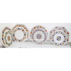 White Makrana Marble Inlay Coffee Table Tops - Product Image 1