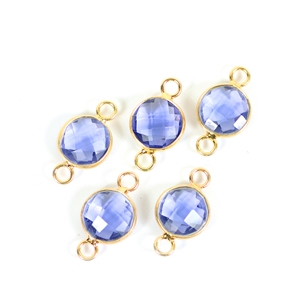 Pendentifs et Breloques Fins en Tanzanite et Quartz Hydro, Plaqué Platine Argent 925, Connecteur à Sertir 10 MM, Double Bélière, Personnalisables - Product Image 1