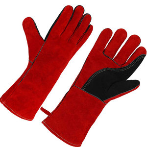 Guantes DE SEGURIDAD DE CUERO PU de manga larga de tamaño personalizable invierno cálido grueso soldador protección de manos cuero partido De Vaca para soldadura - Product Image 1