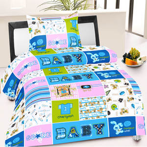 Drap de lit en coton, coton simple, imprimé Cartoon indien, bleu, en coton, new, - Product Image 1