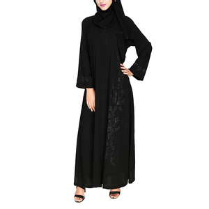 หินแบบดั้งเดิมที่ด้านหน้าและแขนเสื้อที่มีการเย็บปักถักร้อยสีดำ Jilbab AJM TRADE HOUSE ขายร้อน - Product Image 1