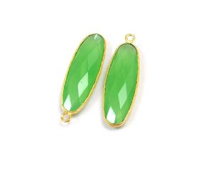 Abalorio de una sola fianza de Latón chapado en oro hecho a mano, piedra preciosa de Prehnita facetada en accesorios de joyería de forma ovalada elegante MM - Product Image 6