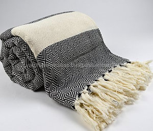 Manta bordada tejida para sofá de algodón indio 100% para cama y decoración del hogar estilo liso para viajes - Product Image 2