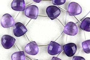 ลูกปัด briolette รูปหัวใจเหลี่ยมเพชรพลอย1เส้น10มม. พลอยอเมทิสต์สีฟ้าธรรมชาติสำหรับทำเครื่องประดับอัญมณี - Product Image 2