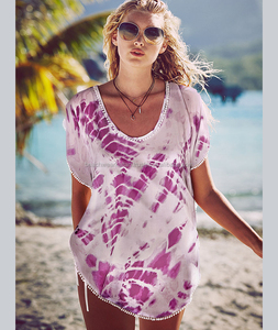 Unique Swimwear of <b>Women's</b> Rayon Tie Dye Short Caftan Beach Cover Ups <b>Poncho</b> - Product Image 1
