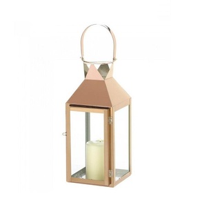 Rose <b>Gold</b> <b>Lantern</b> Made From Premium Quality Aluminum and Glass for Home Decoration Office Decoration Wedding Decoration - Product Image 1