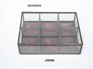 Caja de cristal de seis compartimentos hecha a mano con accesorios de latón en acabado de cobre antiguo joyero caja geométrica de regalo para niñas - Product Image 3
