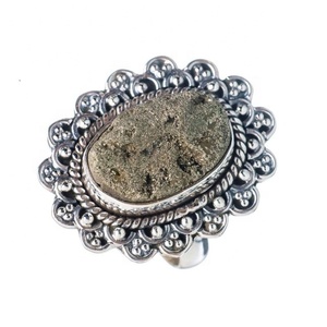 Dernier modèle de bague d'éternité en argent sterling 925 avec pierres précieuses pyrite druzienne en vermeil pour hommes et femmes - Product Image 1