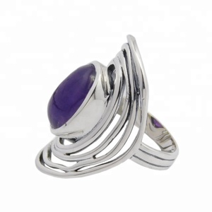 Top Qualité Nouveau Design Forme Ovale Améthyste Gemme Anneau 925 En Argent Sterling Éternité Vermeil Anneaux Fournisseur De Bijoux - Product Image 2