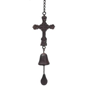 Cruz y Campana de Metal Marrón para Colgar en Interiores y Exteriores - Product Image 1