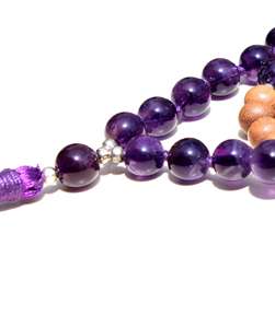 Collier Mala spirituel en bois de santal améthyste 108 perles fait à la main colliers de perles d'artiste indien - Product Image 2