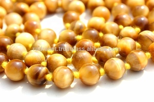 Collier Mala à œil de chat jaune, perles rondes nouées, colliers de perles d'artiste indien faits à la main, offre spéciale - Product Image 5
