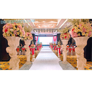 เสาทางเดินสำหรับงานแต่งงานแบบตะวันตก & รูปปั้นเทวทูตบันไดทางเข้าเวทีแต่งงานเสาทางเดินสีขาวสำหรับงานแต่งงาน - Product Image 1