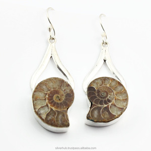 Pendientes de gota de amonita hechos a mano de Plata de Ley 925 al por mayor para mujer medio en forma de corazón para regalo - Product Image 4