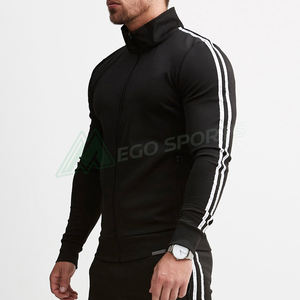 2019 Top Seller Mens GYm Fitness Suits Bodybuilding Long Sleeve Slim Fit Zipper Jogger Hoodie Sweatpants Custom Tracksuits - Product Image 2