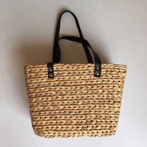 Sac fourre-tout avec poignée en cuir véritable, culture d'eau de jacinthe - Product Image 3