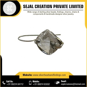 Pendientes de aro fino de Plata de Ley 925 con colgante de piedras preciosas en bruto para fiestas de boda Idea de regalo - Product Image 2