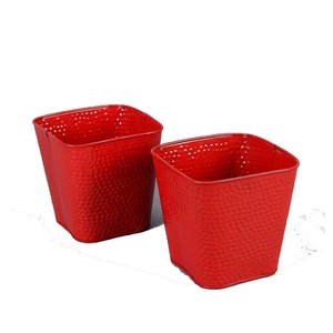 Caja de metal decorativa para ventana, macetas de hierro y Metal rojo martillado, juego de macetas cuadradas modernas de Interior de colores - Product Image 2