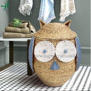 ตะกร้าผ้าแคนวาสแบบพับได้เป็นมิตรกับสิ่งแวดล้อมตะกร้าซักผ้าสไตล์นกฮูกพร้อมที่จับ - Product Image 1