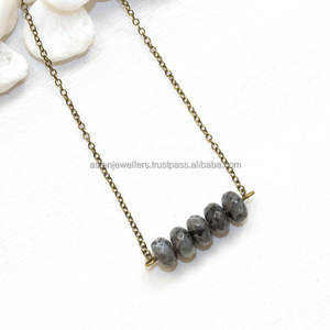 Collar vermeil de oro y plata de ley con gema labradorita - Product Image 3