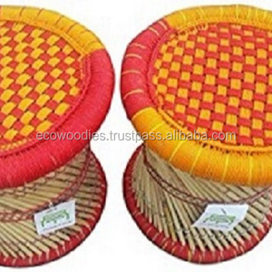 Tabouret ottoman en bambou fabriqué à la main tabouret ottoman roseau patio Sarkanda tabouret os incrustation Console - Product Image 5