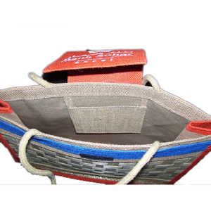 Sac de courses en tissu de jute Bank Sohar, motif losanges, mini taille, poignée en corde, fermeture éclair, usage quotidien - Product Image 4
