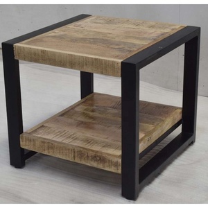 Mobilier de salon industriel au design vintage, table basse d'appoint en bois à ossature métallique pour la maison, le bureau ou l'école - Product Image 6