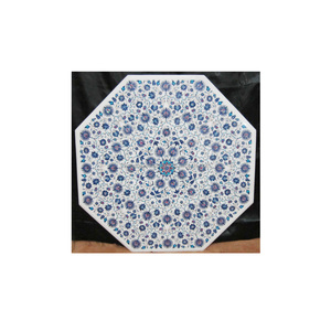 Plateaux de table en marbre blanc incrusté - Product Image 1