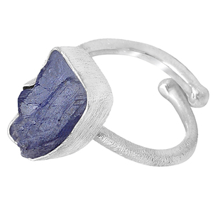 Anillo de piedras preciosas en bruto de tanzanita Anillo de Plata de Ley 925 con ajuste de bisel Chapado en plata Anillo de moda para unisex. - Product Image 3
