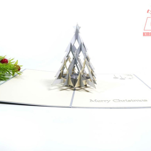 การ์ดคริสต์มาสที่สวยงามบัตรต้นไม้ต้นสนสีขาวป็อปอัพพร้อมฝาครอบมุกหัตถกรรม - Product Image 4