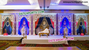 Conjunto de decoración de escenario para boda musulmana, hermoso escenario de recepción de boda, gran tema dorado - Product Image 6