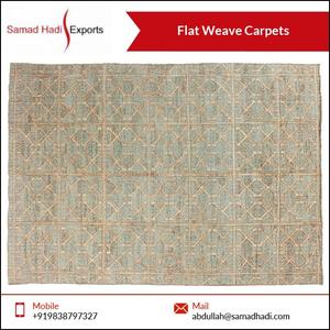 Fabricant indien de luxe moderne brodé tissage plat laine viscose réversible tapis pour animaux de compagnie ensembles de tapis personnalisés - Product Image 3