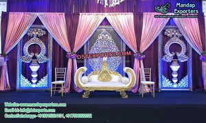 Manufacturer of Indian <b>Wedding</b> Stage Decoration Grand Reception Stage Backdrop Panels Event Party Supply Stand <b>Frame</b> Panel USA - Product Image 6