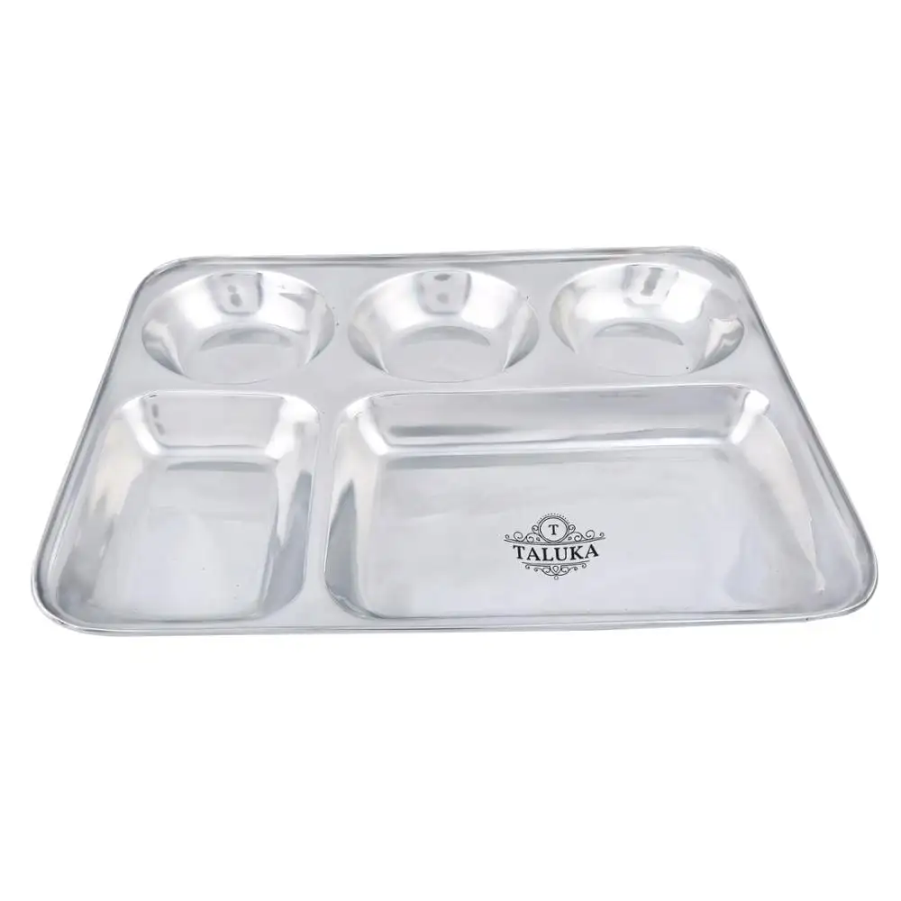 Indian Manufacturer Fast Food Dinner 5 in 1 Stainless Steel 5 Compartment Plate