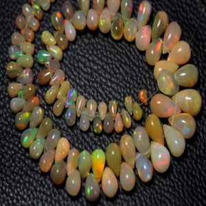 Loose Silver Strand of Natural Ethiopian Opal <b>Fire</b> Beads Multi-Colorful Smooth Stone Drops for Jewelry Making - Product Image 1