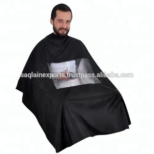 Cape de coiffure unisexe avec fenêtre transparente, salon professionnel, coupe de cheveux, polyester imperméable, cape de barbier personnalisée à pression - Product Image 1