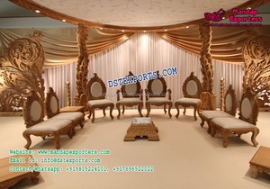Ensemble de chaises de mandap de mariage au design unique, mobilier indien en bois sculpté pour mariage hindou, vente directe d'usine aux États-Unis - Product Image 2