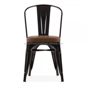 Faux Leather Seat Industrial <b>Dining</b> <b>Chair</b>/Leather <b>Chair</b> - Product Image 2